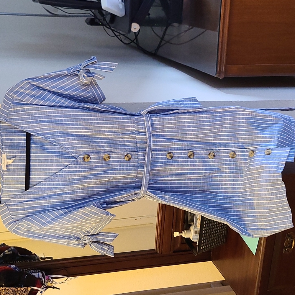 Summer dress blue and white stripe